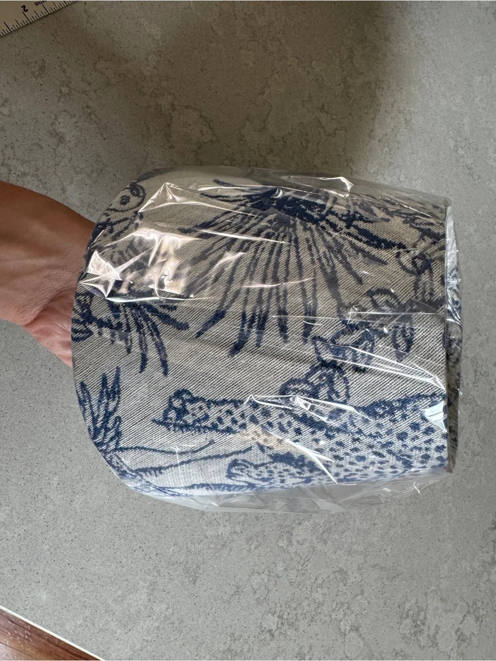 Blue Patterned Fabric Drum Lampshade - Home Accents